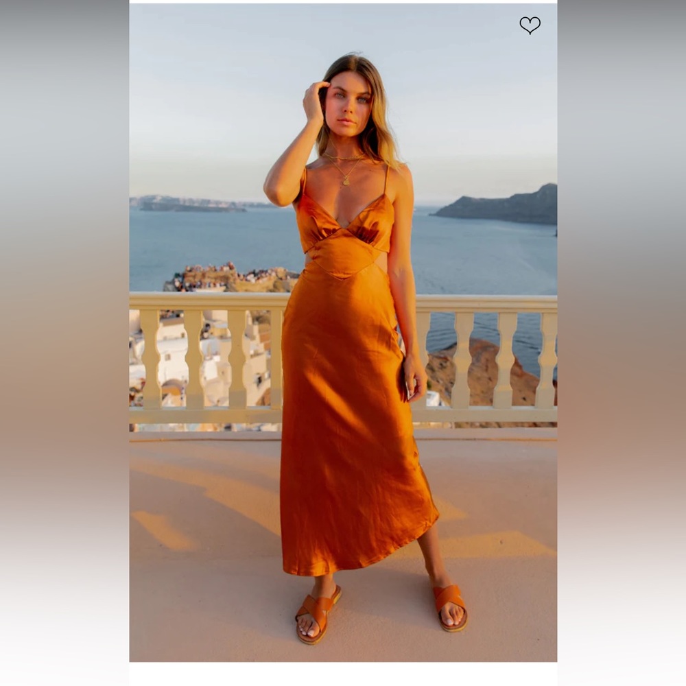 fortunate one bronze cut out maxi/ midi dress
